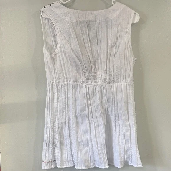 Mystique Boutique White Blouse with Black and Orange Embroidery size L boho - Picture 6 of 11